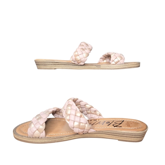 Blowfish Malibu Vegan Bolley Rose Gold Braided Comfort Slide Sandals Size 9 - Picture 3 of 8
